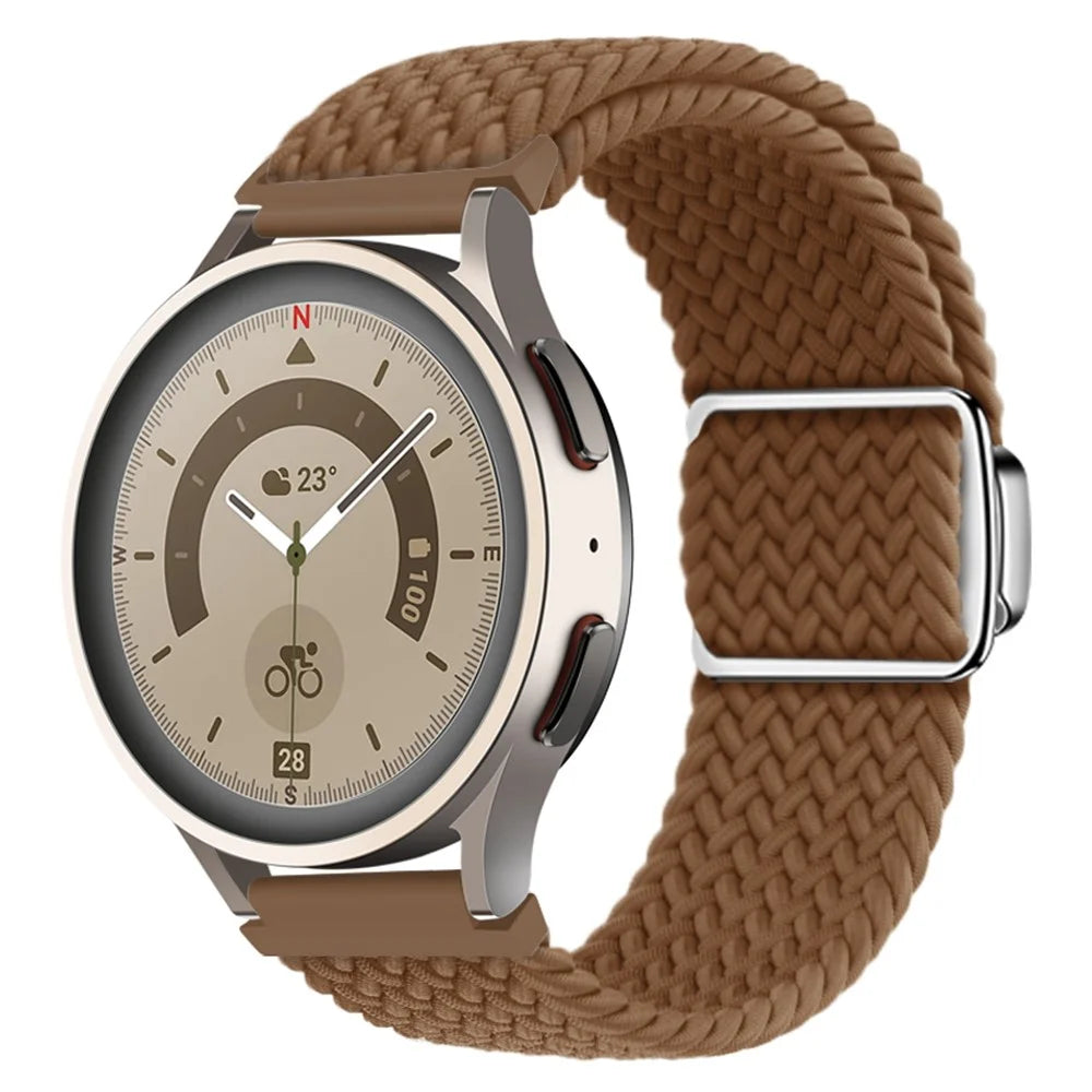Nylon Watch Bands for Samsung Galaxy Watch6 / Watch6 Classic / Watch 5 / Watch 5 Pro / Watch4  20mm Wrist Strap - Brown - 3