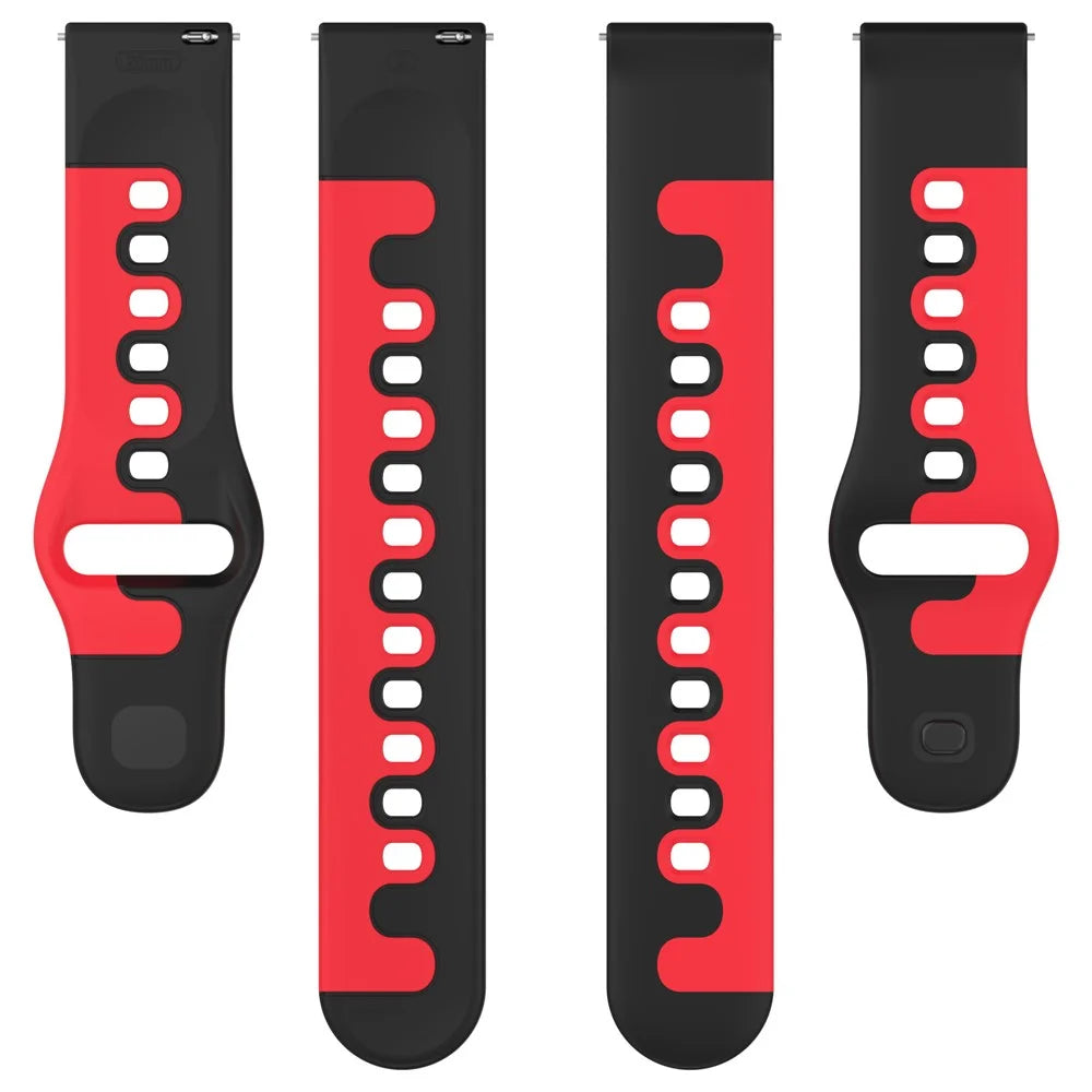 For Samsung Galaxy Watch3 45mm / Gear S3 Frontier / Huawei Watch GT 2e / Honor Magic Watch 2 Silicone Watch Strap 22mm Dual Color Watchband - Black / Red - 5