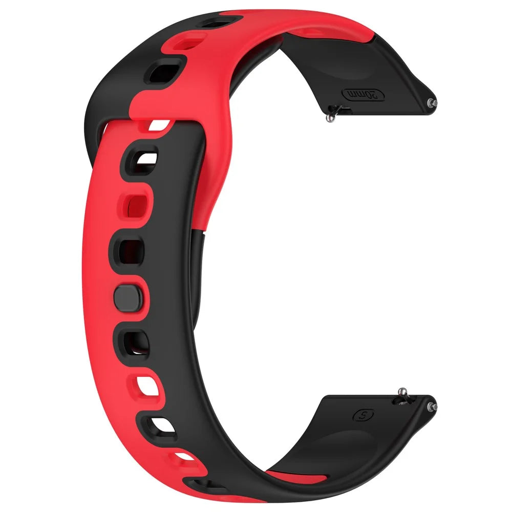 For Samsung Galaxy Watch6 / Watch6 Classic / Watch 5 / 5 Pro / Watch4 / Watch4 Classic Dual Color Watch Strap 20mm Silicone Watchband - Black / Red - 2
