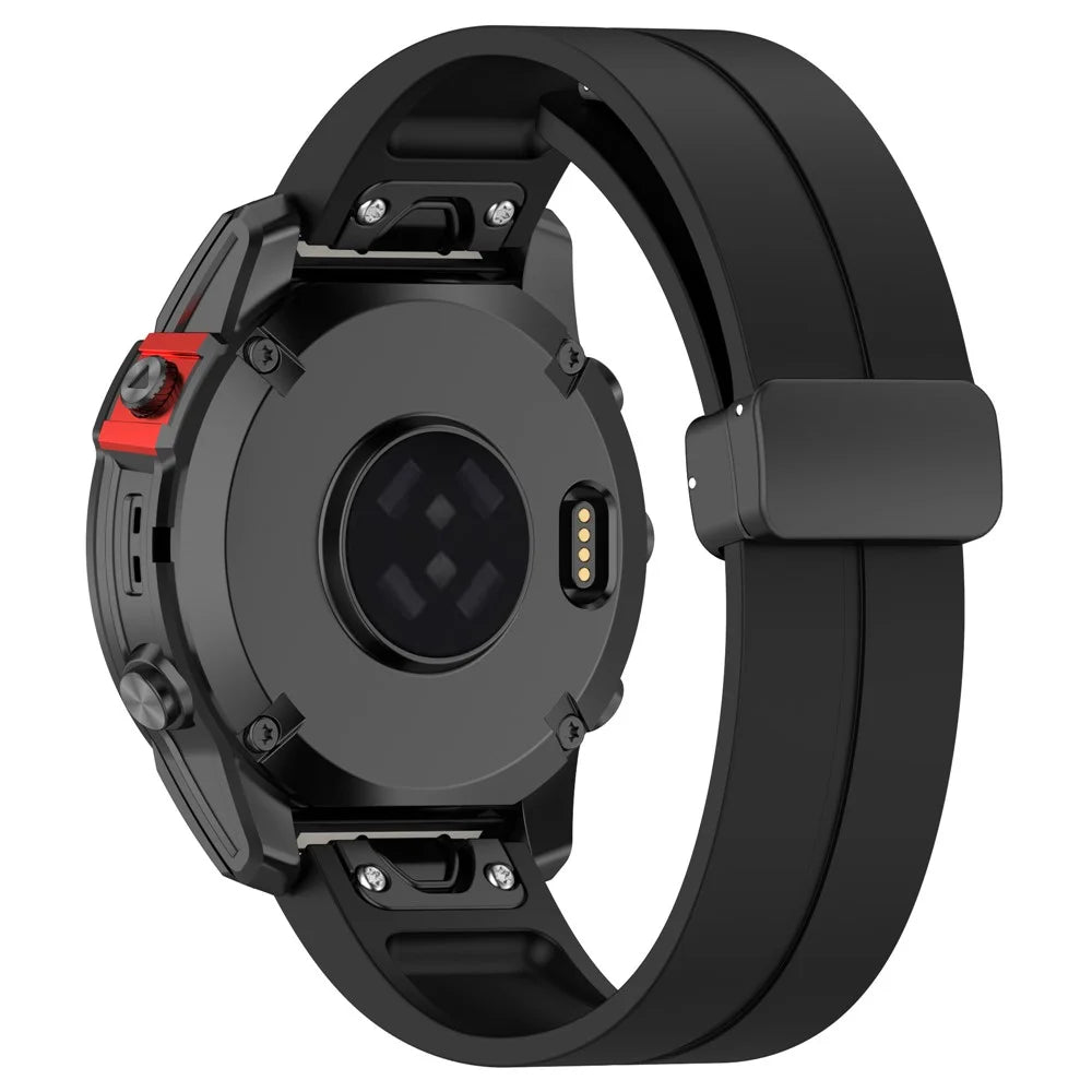 Silicone Watch Band for Garmin Fenix 8 43mm / Forerunner 570 42mm / Fenix 7S / 6S / 5S , Magnetic Buckle 20mm Sport Strap with Tools - Black - 2