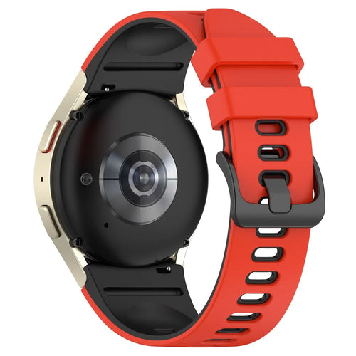 For Samsung Galaxy Watch FE 40mm / Watch6 40mm 44mm / Watch6 Classic 43mm 47mm Dual-Color Silicone Wrist Strap - Red+Black - 1