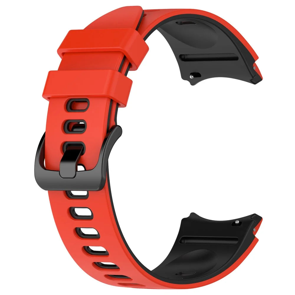 For Samsung Galaxy Watch FE 40mm / Watch6 40mm 44mm / Watch6 Classic 43mm 47mm Dual-Color Silicone Wrist Strap - Red+Black - 3