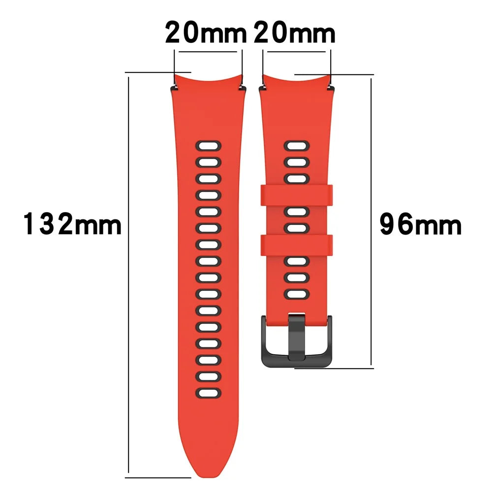 For Samsung Galaxy Watch FE 40mm / Watch6 40mm 44mm / Watch6 Classic 43mm 47mm Dual-Color Silicone Wrist Strap - Red+Black - 7