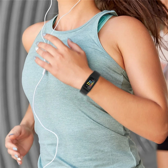 Sport Band for Fitbit Charge 5 / 4 / 3 , Soft Silicone Wristband Replacement Strap with Case - Black - 7