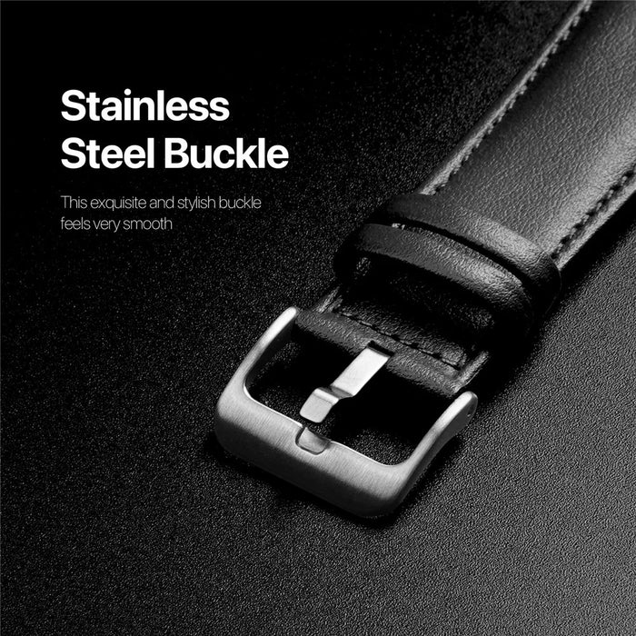 DUX DUCIS YS Series Strap for Apple Watch Series 11 10 42mm / 9 8 7 41mm / SE3 SE2 SE 6 5 4 40mm / 3 2 1 38mm Cowhide Leather Watch Band - Black - 7