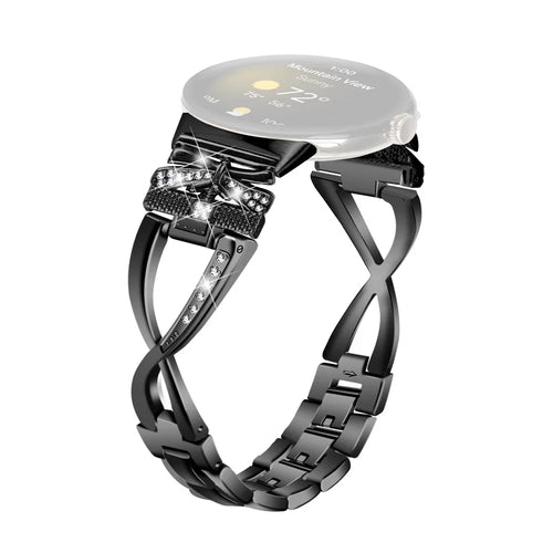 For Google Pixel Watch 4 41mm / Watch 3 41mm / Watch 2 / Watch Crown X-Shape Rhinestones Decor Watch Strap Zinc Alloy Wrist Band - Black - 1