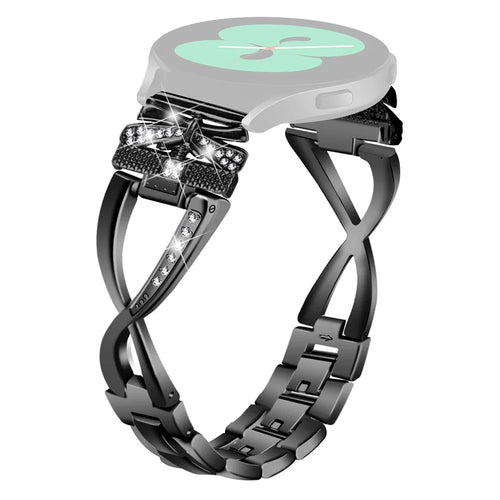 For Samsung Galaxy Watch4 40 / 44mm / Watch4 Classic 42 / 46mm / Watch 5 40 / 44mm Zinc Alloy Watchband 20mm Rhinestones Watch Strap - Black - 1