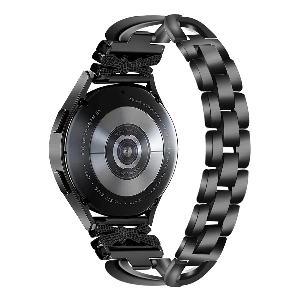 For Samsung Galaxy Watch4 40 / 44mm / Watch4 Classic 42 / 46mm / Watch 5 40 / 44mm Zinc Alloy Watchband 20mm Rhinestones Watch Strap - Black - 3