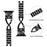 For Apple Watch Ultra 3 2 1 49mm / Series 11 10 46mm / 9 8 7 45mm / SE3 SE2 SE 6 5 4 44mm / 3 2 1 42mm Crown X-Shape Rhinestones Decor Strap Zinc Alloy Watch Band - Black - 4