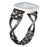 For Fitbit Versa 4 / Sense 2 Zinc Alloy Strap Rhinestones Decor Crown X-shape Smartwatch Band - Black - 1