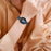 For Fitbit Versa 4 / Sense 2 Zinc Alloy Strap Rhinestones Decor Crown X-shape Smartwatch Band - Black - 5