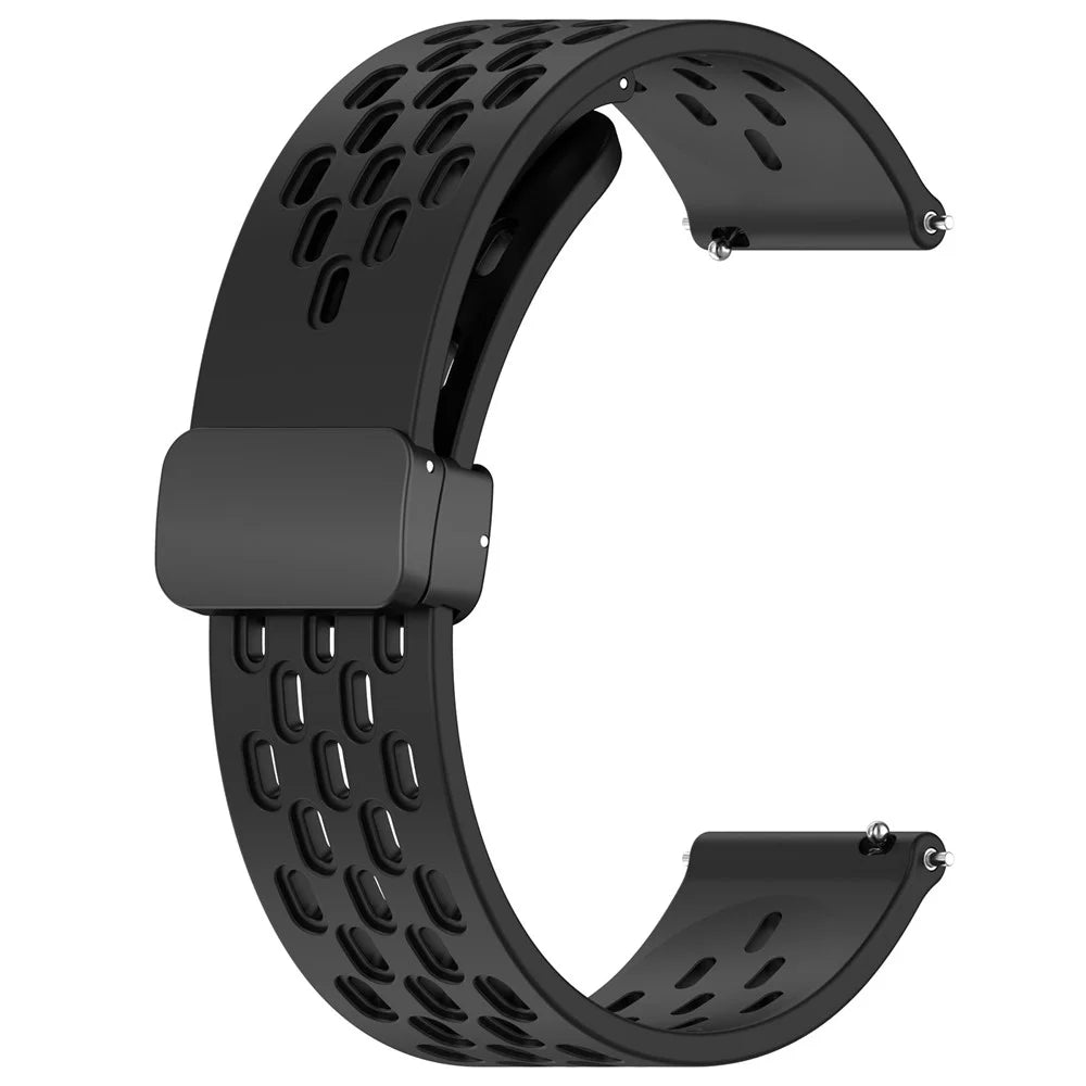20mm Silicone Strap for Samsung Galaxy Watch FE 40mm / Watch6 / Watch6 Classic / Watch 5 / Watch4 Black Folding Buckle Watch Band - Black - 2