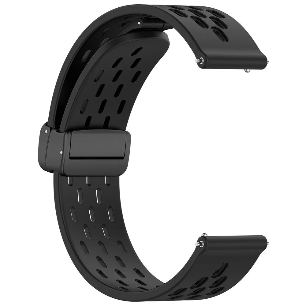 20mm Silicone Strap for Samsung Galaxy Watch FE 40mm / Watch6 / Watch6 Classic / Watch 5 / Watch4 Black Folding Buckle Watch Band - Black - 3