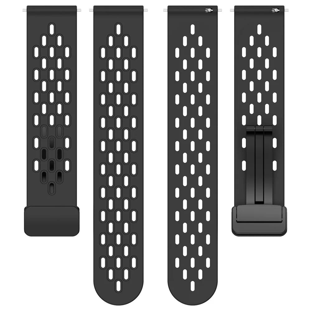 20mm Silicone Strap for Samsung Galaxy Watch FE 40mm / Watch6 / Watch6 Classic / Watch 5 / Watch4 Black Folding Buckle Watch Band - Black - 4