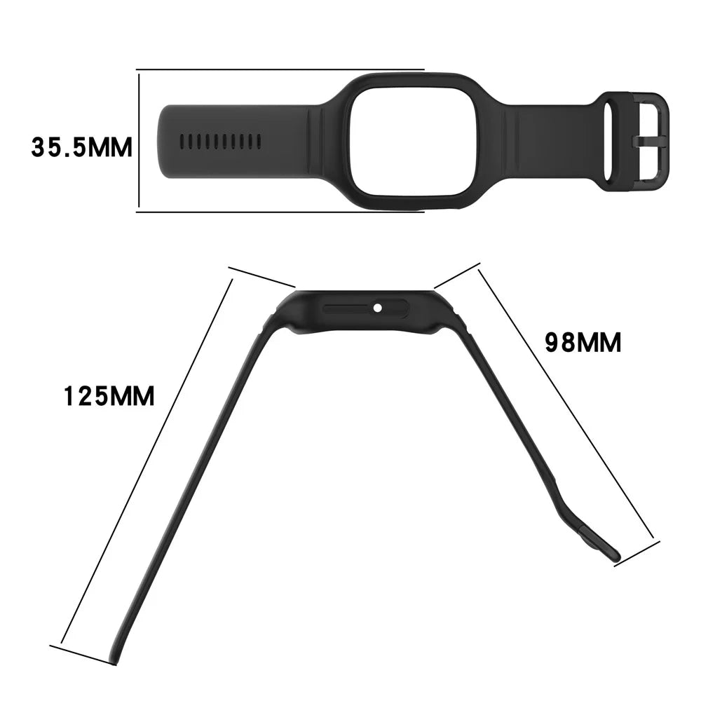 For Honor Watch 4 TMA-L19 Integrated Silicone Strap Watch Case Replacement Wrist Band - Black - 6