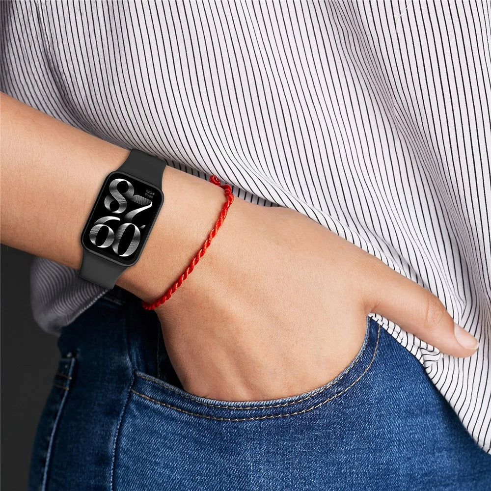 Watch Band for Xiaomi Smart Band 10 Pro / 9 Pro / 8 Pro / Redmi Watch 6 / 5 / 4 Soft Silicone Sport Replacement Strap with Black Buckle - Black - 7