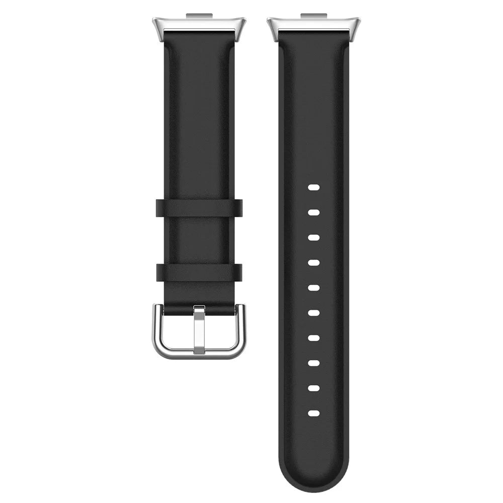 Genuine Cow Leather Watch Band for Xiaomi Smart Band 10 Pro / 9 Pro / 8 Pro / Redmi Watch 6 / 5 / 4 Replacement Straps with Connector - Black - 4