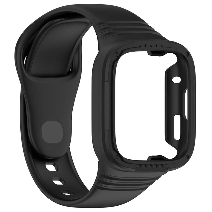 For Xiaomi Redmi Watch 3 Replacement Wrist Band Integrated Silicone Strap Watch Protective Case - Black - 3