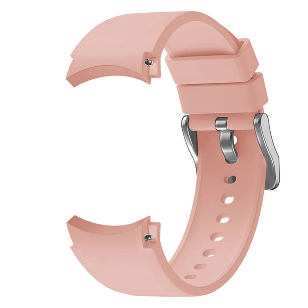For Samsung Galaxy Watch FE 40mm / Watch6 40mm / 44mm / Watch6 Classic 43mm / 47mm Watch Band Silicone Strap with Silver Buckle - Pink - 4