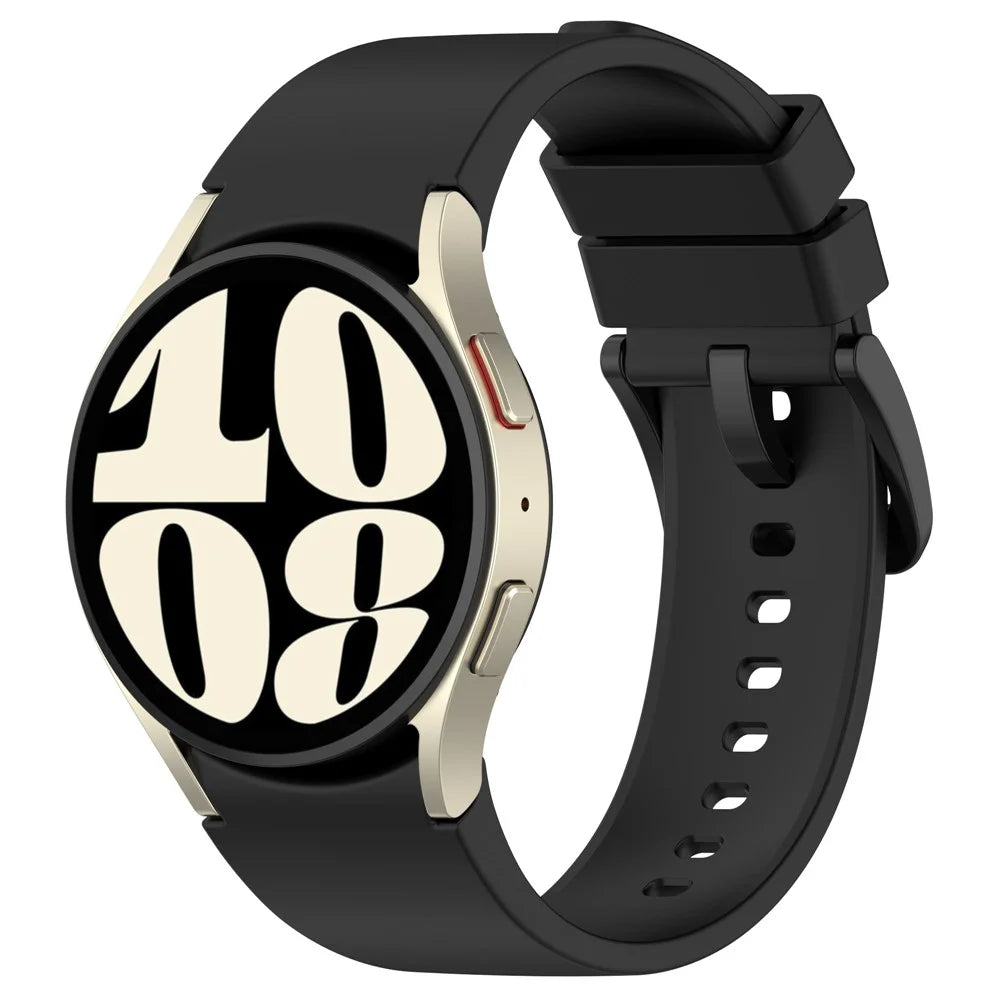 For Samsung Galaxy Watch FE 40mm / Watch6 40mm / 44mm / Watch6 Classic 43mm / 47mm Silicone Watch Band Strap with Colorful Buckle - Black - 4