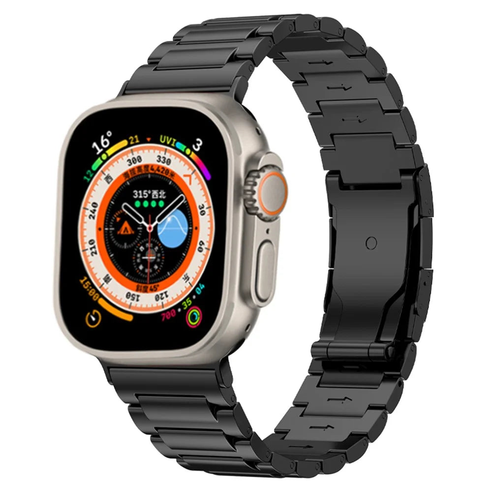 Watch Band for Apple Watch Series 11 10 42mm / 9 8 7 41mm / SE3 SE2 SE 6 5 4 40mm / 3 2 1 38mm Titanium Alloy Smartwatch Strap - Black - 2