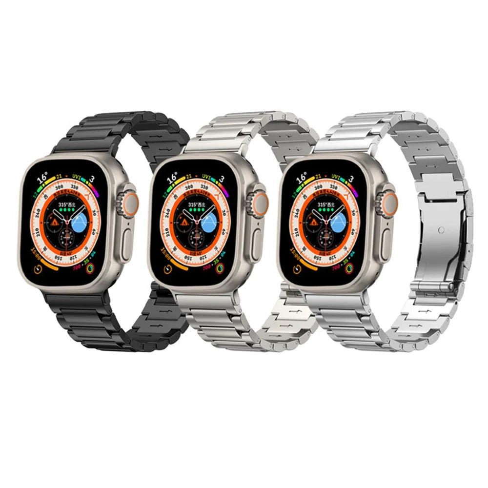 Watch Band for Apple Watch Series 11 10 42mm / 9 8 7 41mm / SE3 SE2 SE 6 5 4 40mm / 3 2 1 38mm Titanium Alloy Smartwatch Strap - Black - 6