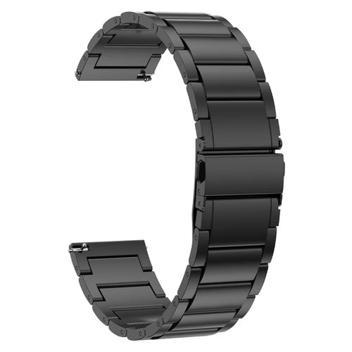 For Huawei Watch 4 / Watch 4 Pro / Samsung Galaxy Watch3 45mm / Gear S3 Frontier Flat Buckle Watch Strap 22mm Titanium Alloy Watchband - Black - 1