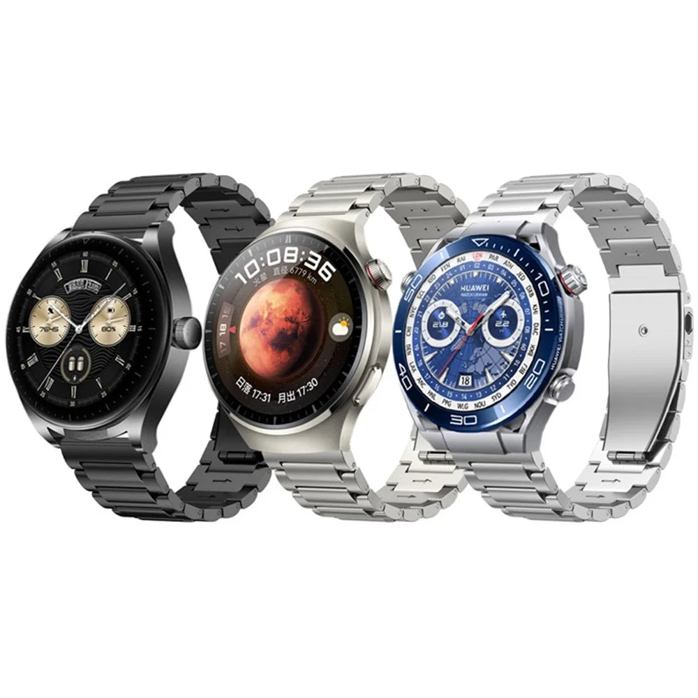 For Huawei Watch 4 / Watch 4 Pro / Samsung Galaxy Watch3 45mm / Gear S3 Frontier Flat Buckle Watch Strap 22mm Titanium Alloy Watchband - Black - 6