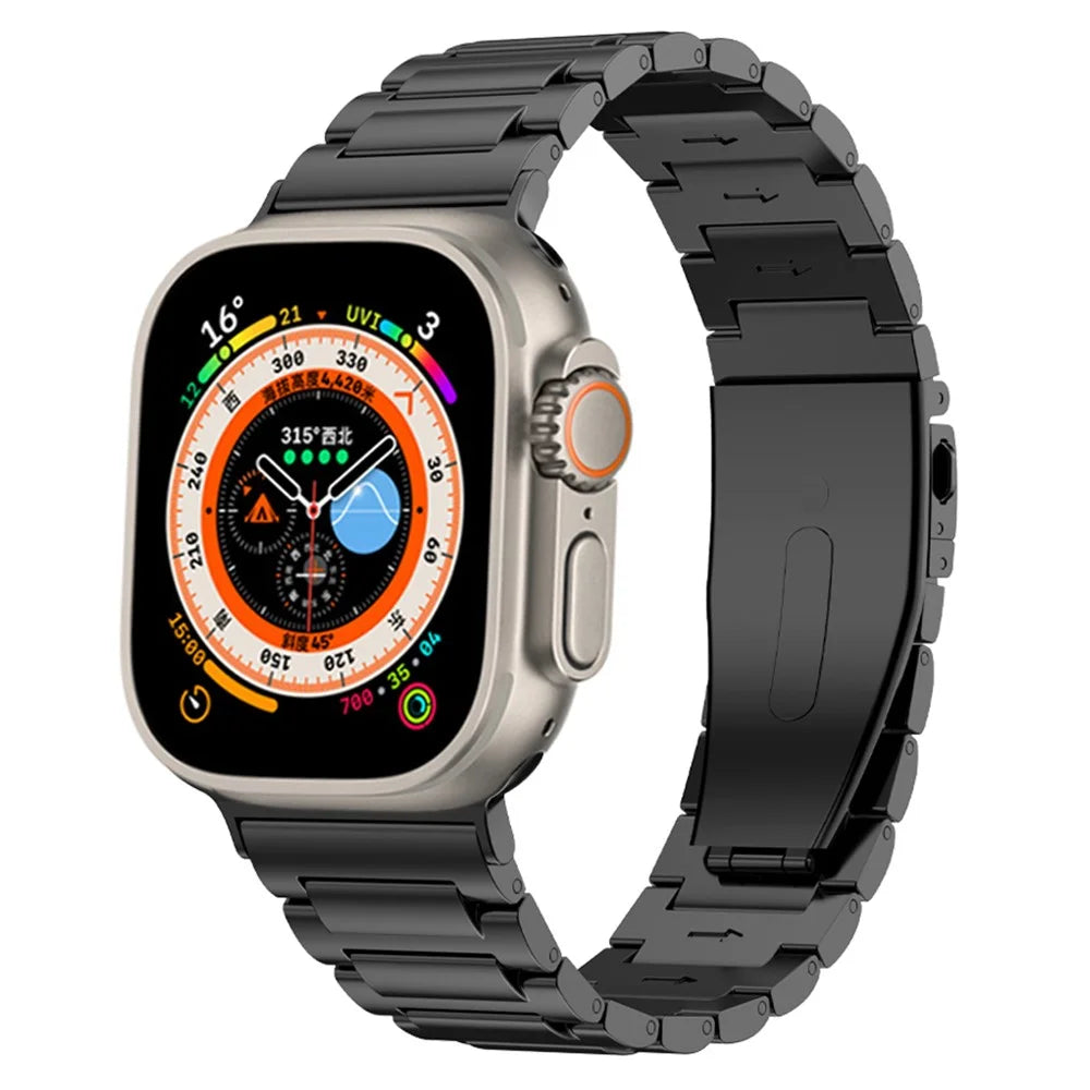Watch Strap for Apple Watch Series 11 10 42mm / 9 8 7 41mm / SE3 SE2 SE 6 5 4 40mm / 3 2 1 38mm Titanium Alloy Smart Bracelet Watch Strap - Black - 2