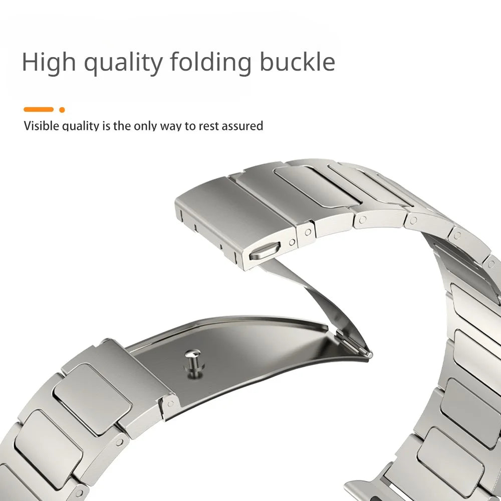 For Apple Watch Ultra 3 2 1 49mm / Series 11 10 46mm / 9 8 7 45mm / SE3 SE2 SE 6 5 4 44mm / 3 2 1 42mm Titanium Alloy Strap Watch Band - Titanium Color - 3