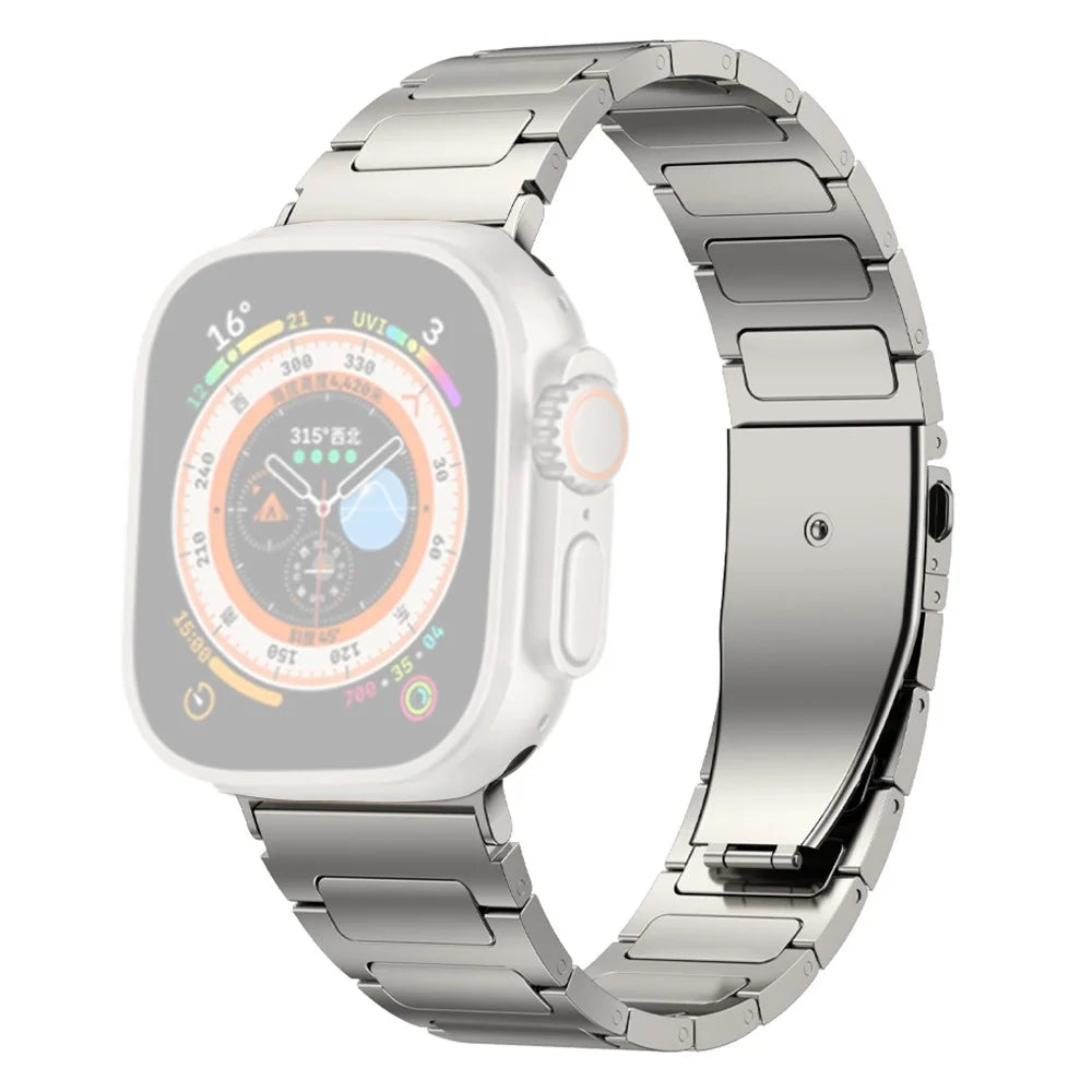 Watch Strap for Apple Watch Series 11 10 42mm / 9 8 7 41mm / SE3 SE2 SE 6 5 4 40mm / 3 2 1 38mm Flat Buckle Titanium Alloy Watch Strap - Titanium Color - 1