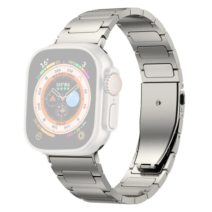 Watch Strap for Apple Watch Series 11 10 42mm / 9 8 7 41mm / SE3 SE2 SE 6 5 4 40mm / 3 2 1 38mm Flat Buckle Titanium Alloy Watch Strap - Titanium Color - 1