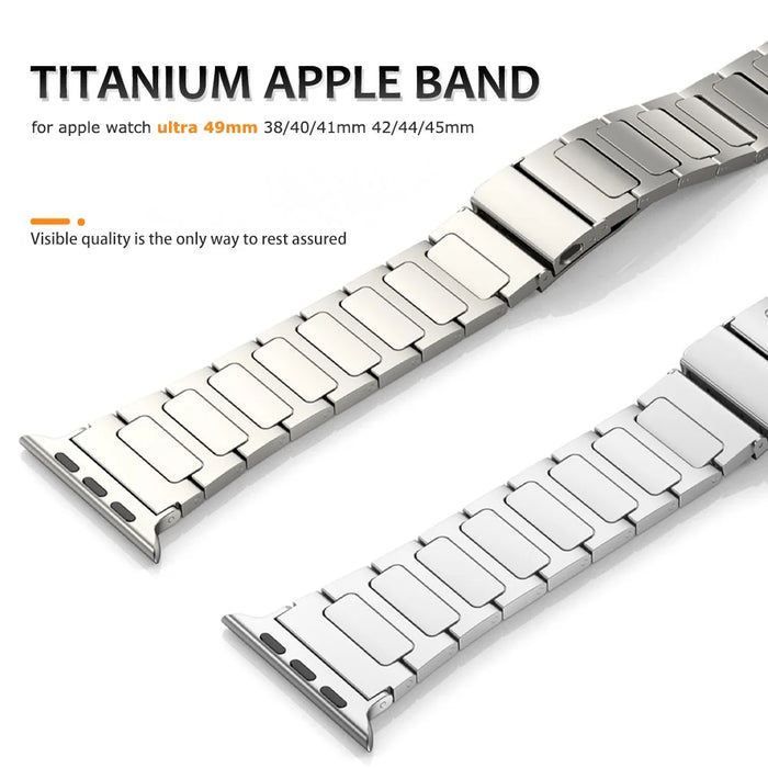 Watch Strap for Apple Watch Series 11 10 42mm / 9 8 7 41mm / SE3 SE2 SE 6 5 4 40mm / 3 2 1 38mm Flat Buckle Titanium Alloy Watch Strap - Titanium Color - 4