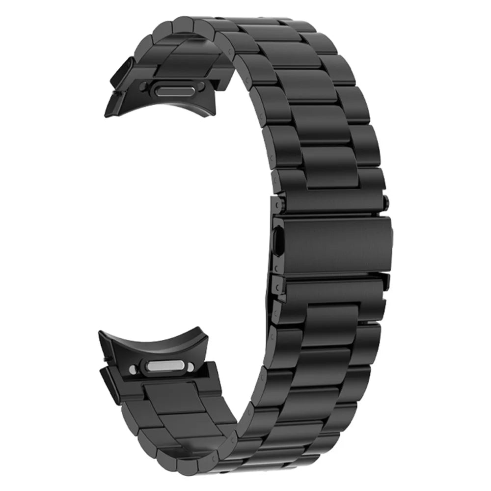 For Samsung Galaxy Watch FE 40mm / Watch6 / Watch6 Classic / Watch 5 / Watch 5 Pro Flat Buckle Watch Strap Metal Replacement Watch Band - Black - 1