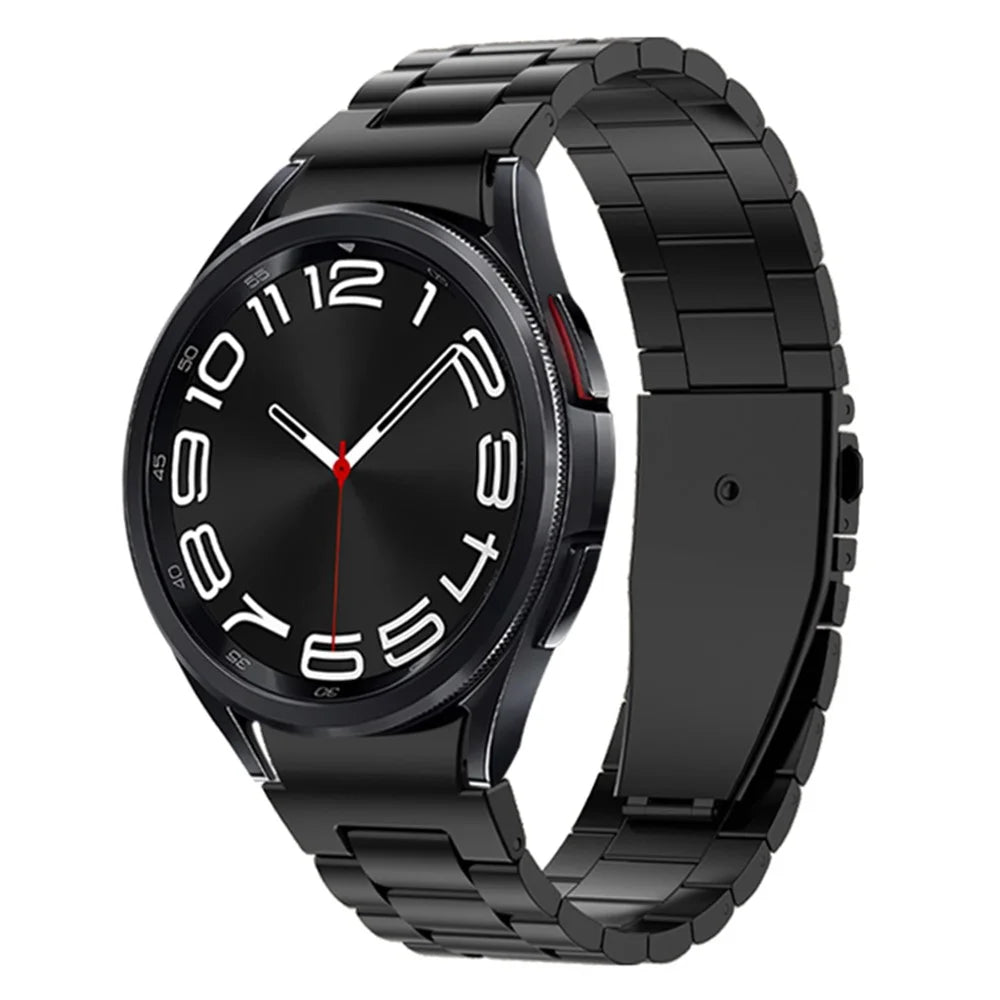 For Samsung Galaxy Watch FE 40mm / Watch6 / Watch6 Classic / Watch 5 / Watch 5 Pro Flat Buckle Watch Strap Metal Replacement Watch Band - Black - 2