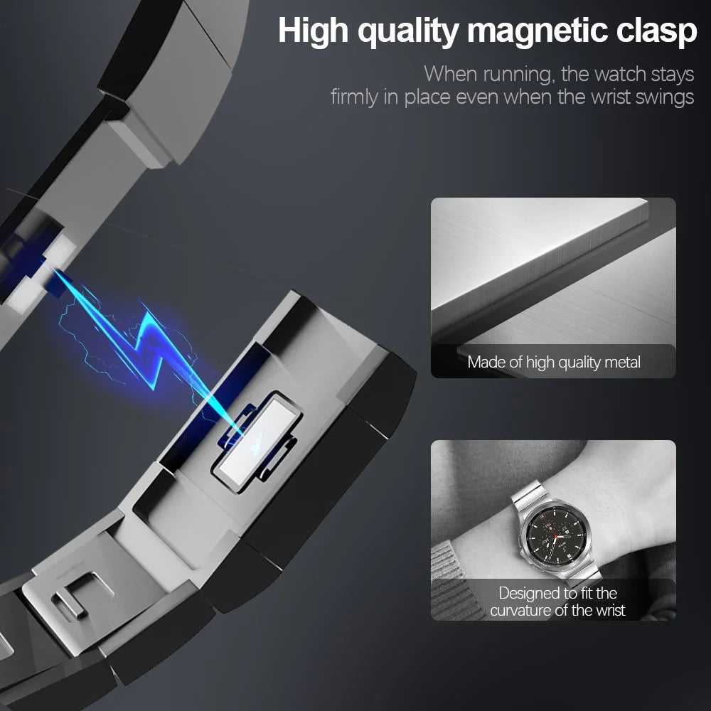 For Samsung Galaxy Watch FE 40mm / Watch6 / Watch6 Classic / Watch 5 / Watch 5 Pro Watch Band Stainless Steel Watch Strap - Black - 3