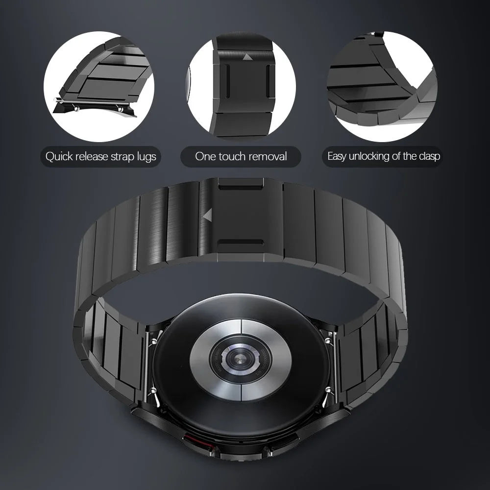 For Samsung Galaxy Watch FE 40mm / Watch6 / Watch6 Classic / Watch 5 / Watch 5 Pro Watch Band Stainless Steel Watch Strap - Black - 5