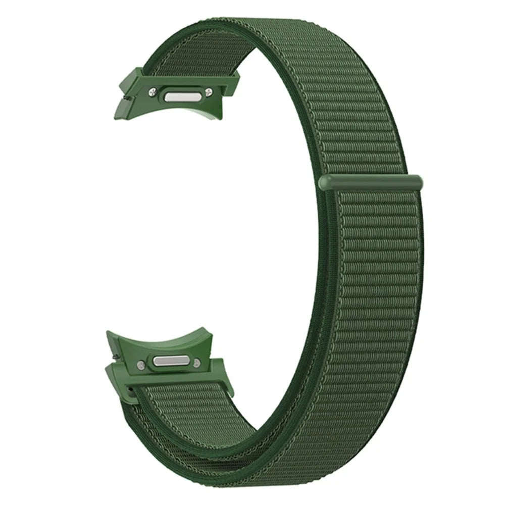 For Samsung Galaxy Watch FE 40mm / Watch6 / Watch6 Classic / Watch 5 / Watch 5 Pro Nylon Watch Strap Breathable Smart Watch Band - Army Green - 1