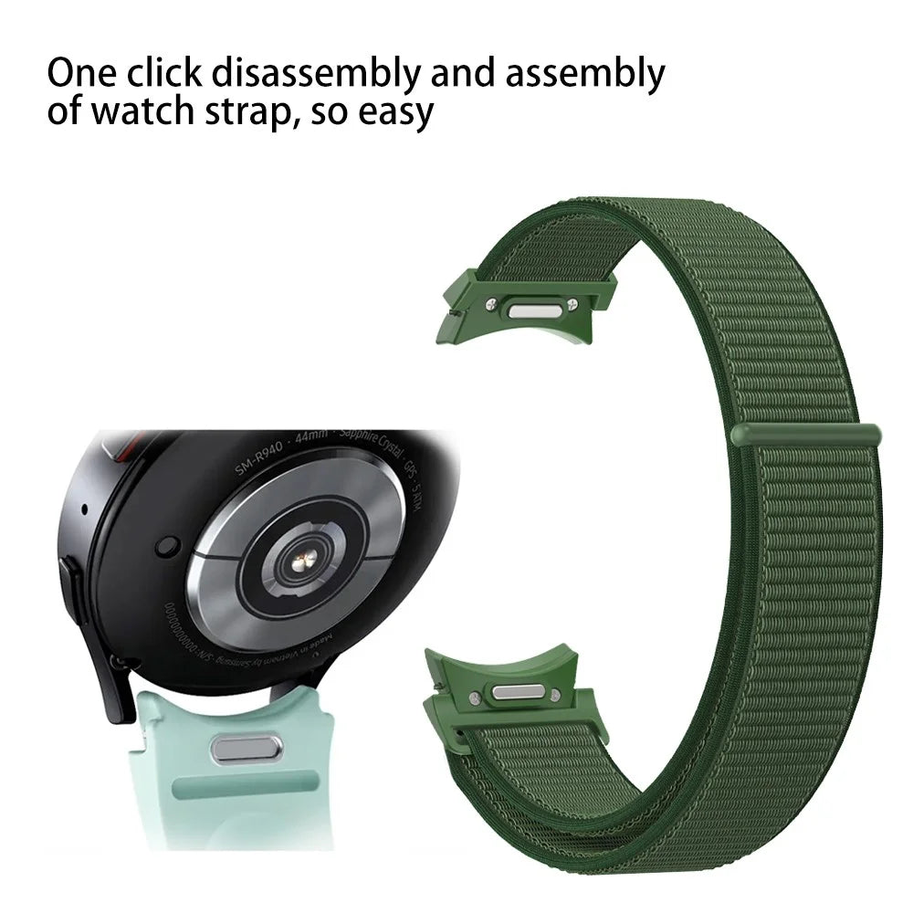 For Samsung Galaxy Watch FE 40mm / Watch6 / Watch6 Classic / Watch 5 / Watch 5 Pro Nylon Watch Strap Breathable Smart Watch Band - Army Green - 3