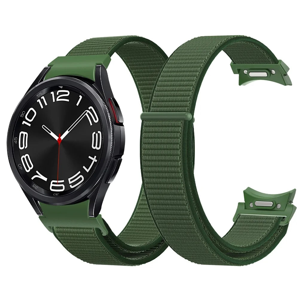 For Samsung Galaxy Watch FE 40mm / Watch6 / Watch6 Classic / Watch 5 / Watch 5 Pro Nylon Watch Strap Breathable Smart Watch Band - Army Green - 4