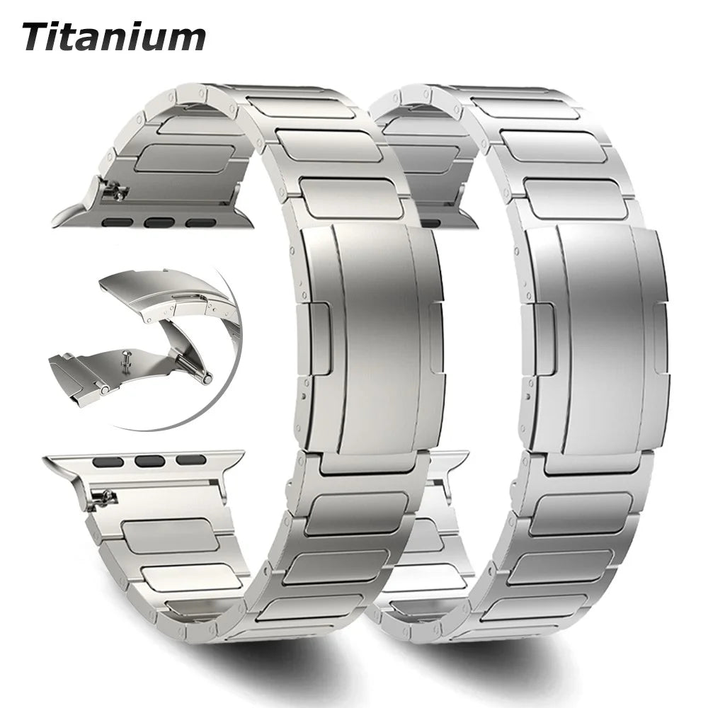 For Apple Watch Ultra 3 2 1 49mm / Series 11 10 46mm / 9 8 7 45mm / SE3 SE2 SE 6 5 4 44mm / 3 2 1 42mm Watch Band Titanium Alloy Strap - Titanium Color - 4