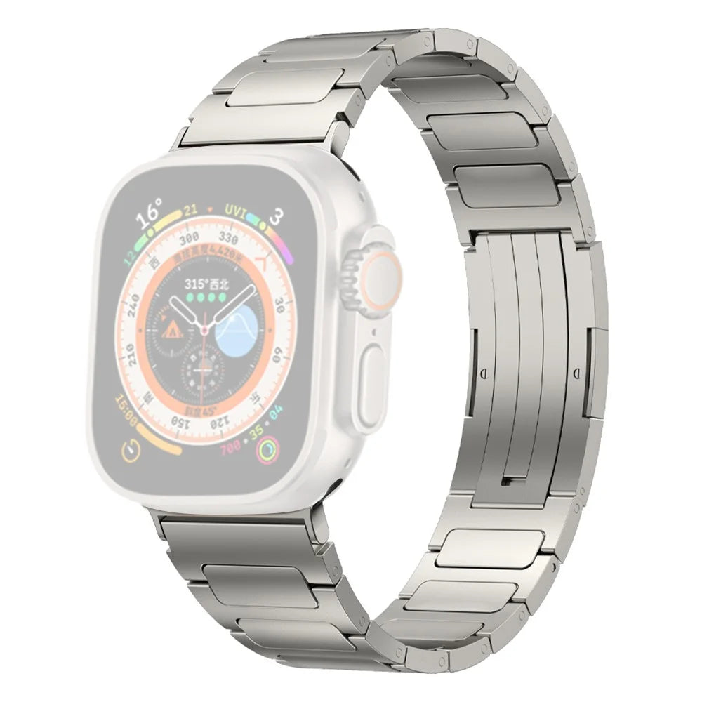 Watch Strap for Apple Watch Series 11 10 42mm / 9 8 7 41mm / SE3 SE2 SE 6 5 4 40mm / 3 2 1 38mm Titanium Alloy Replacement Watch Strap - Titanium Color - 1