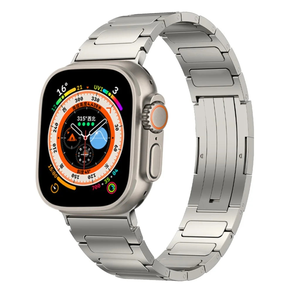 Watch Strap for Apple Watch Series 11 10 42mm / 9 8 7 41mm / SE3 SE2 SE 6 5 4 40mm / 3 2 1 38mm Titanium Alloy Replacement Watch Strap - Titanium Color - 2