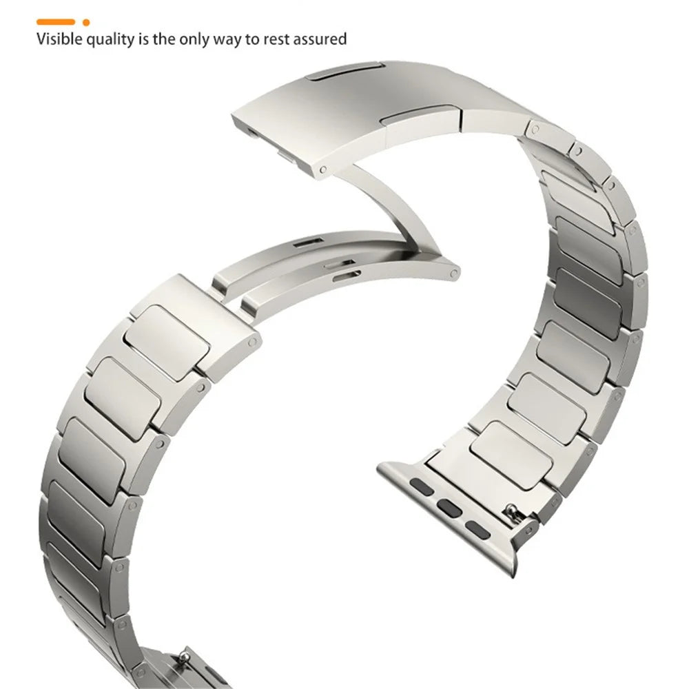 Watch Strap for Apple Watch Series 11 10 42mm / 9 8 7 41mm / SE3 SE2 SE 6 5 4 40mm / 3 2 1 38mm Titanium Alloy Replacement Watch Strap - Titanium Color - 3