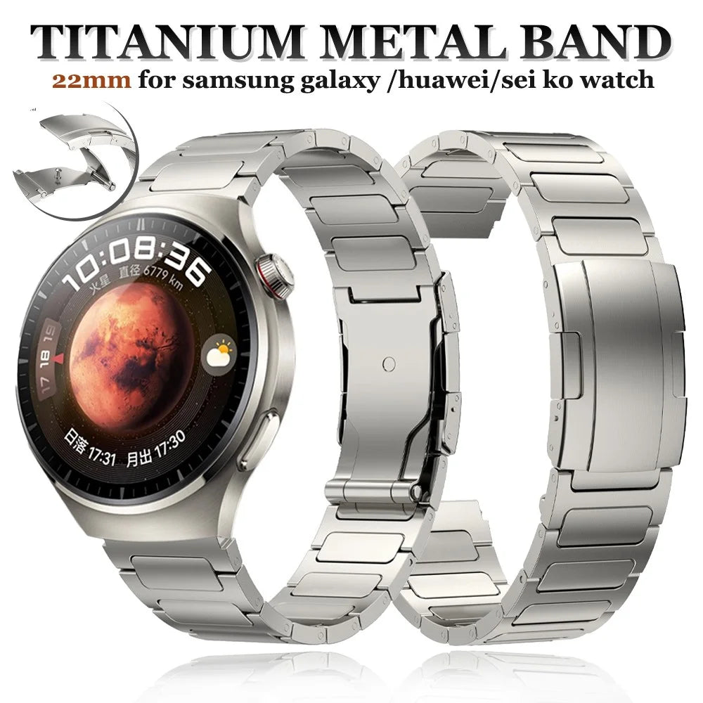 Titanium Alloy Wristband for Huawei Watch 4 / Watch 4 Pro , Tortoise Buckle 22mm Watch Strap Bracelet - Titanium - 3