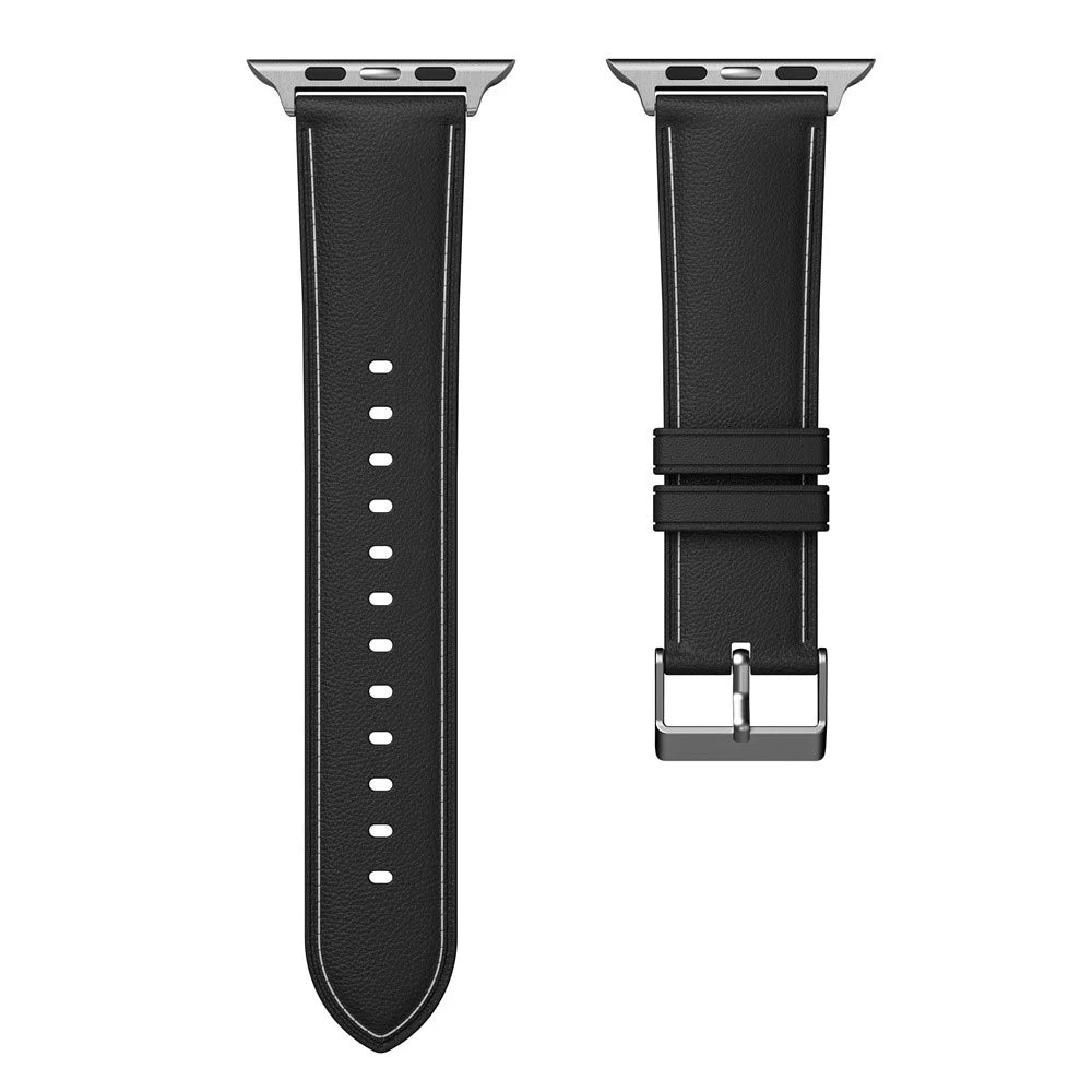 AW 22mm Watch Strap for Apple Watch Series 11 10 42mm / 9 8 7 41mm / SE3 SE2 SE 6 5 4 40mm / 3 2 1 38mm TPU Stitching Watchband - Black - 3
