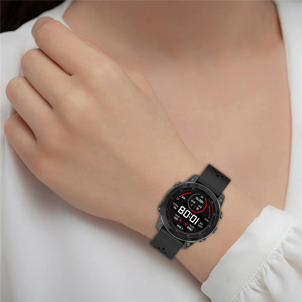 20mm Silicone Watch Bands for Garmin Fenix 8 43mm / Fenix 7S Pro 42mm / 7S , Multi-Hole Design Quick Release Strap with Folding Buckle - Black - 7