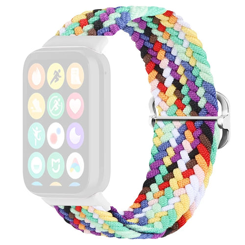 For Xiaomi Smart Band 10 Pro / 9 Pro / 8 Pro / Redmi Watch 6 / 5 / 4 Nylon Watch Band Adjustable Woven Strap - Official Rainbow - 1