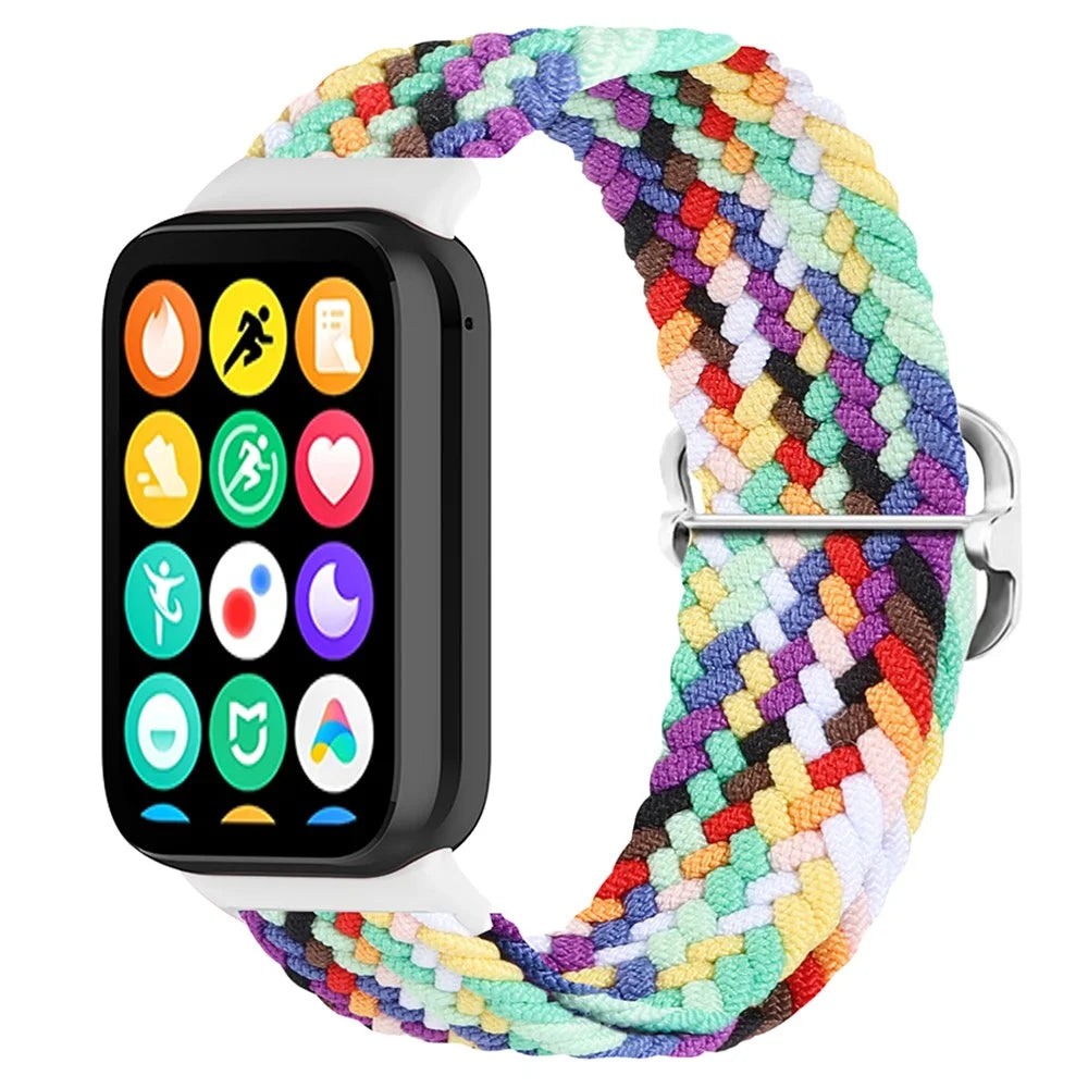 For Xiaomi Smart Band 10 Pro / 9 Pro / 8 Pro / Redmi Watch 6 / 5 / 4 Nylon Watch Band Adjustable Woven Strap - Official Rainbow - 2