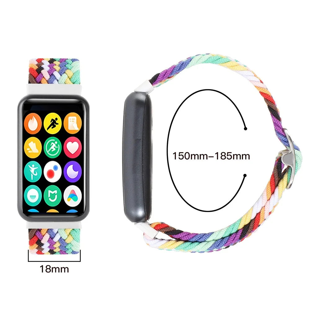For Xiaomi Smart Band 10 Pro / 9 Pro / 8 Pro / Redmi Watch 6 / 5 / 4 Nylon Watch Band Adjustable Woven Strap - Official Rainbow - 5
